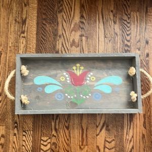 Handpainted wooden serving tray